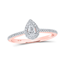  10k Rose Gold Pear Diamond Halo Bridal Wedding Engagement Ring 1/3 Cttw