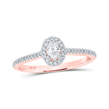  10k Rose Gold Oval Diamond Halo Bridal Wedding Engagement Ring 1/3 Cttw