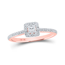  10k Rose Gold Princess Diamond Halo Bridal Wedding Engagement Ring 1/3 Cttw