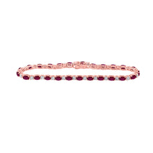  10k Rose Gold Womens Oval Ruby Diamond Fashion Bracelet 9 Cttw