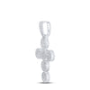 10k White Gold Mens Round Diamond Cross Charm Pendant 2 Cttw