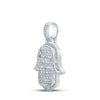 10k White Gold Mens Baguette Diamond Hamsa Charm Pendant 7/8 Cttw