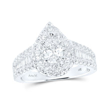  14k White Gold Pear Diamond Halo Bridal Wedding Engagement Ring 2 Cttw