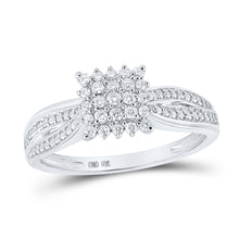  10k White Gold Womens Round Diamond Square Cluster Ring 1/5 Cttw