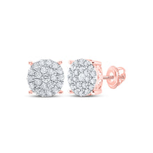  10k Rose Gold Womens Round Diamond Cluster Earrings 7/8 Cttw
