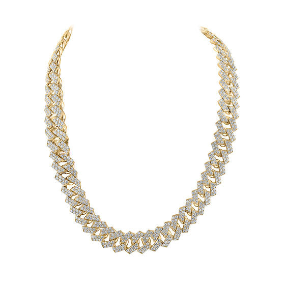 10k Yellow Gold Mens Round Diamond 22-inch Cuban Link Chain Necklace 49 Cttw