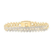  10k Yellow Gold Mens Baguette Diamond Link Bracelet 7-3/4 Cttw