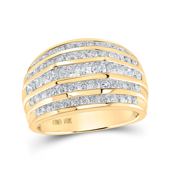 10k Yellow Gold Mens Round Diamond Band Ring 2 Cttw