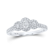  10k White Gold Oval Diamond 3-stone Bridal Wedding Engagement Ring 1/2 Cttw