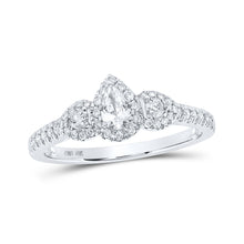  10k White Gold Pear Diamond 3-stone Bridal Wedding Engagement Ring 1/2 Cttw
