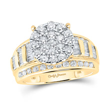  10k Yellow Gold Round Diamond Cluster Bridal Wedding Engagement Ring 1-1/2 Cttw
