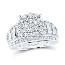  10k White Gold Round Diamond Cluster Bridal Wedding Engagement Ring 1-1/2 Cttw