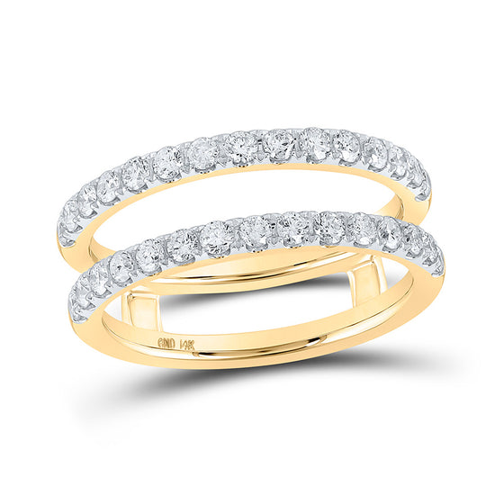 14k Yellow Gold Womens Round Diamond Wrap Enhancer Wedding Band 3/4 Cttw