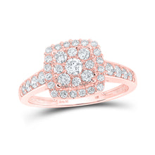  14k Rose Gold Round Diamond Square Bridal Wedding Engagement Ring 1 Cttw
