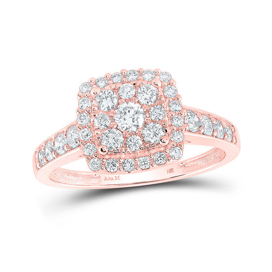 14k Rose Gold Round Diamond Square Bridal Wedding Engagement Ring 1 Cttw