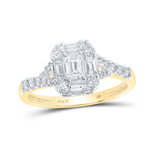  14k Yellow Gold Emerald Diamond Halo Bridal Wedding Engagement Ring 3/4 Cttw