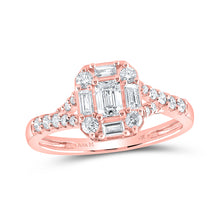  14k Rose Gold Emerald Diamond Halo Bridal Wedding Engagement Ring 3/4 Cttw
