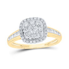 14k Yellow Gold Round Diamond Square Bridal Wedding Ring Band Set 1 Cttw