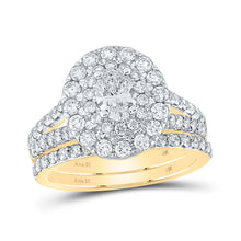  14k Yellow Gold Oval Diamond Halo Bridal Wedding Ring Band Set 2 Cttw