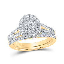  14k Yellow Gold Oval Diamond Halo Bridal Wedding Ring Band Set 1 Cttw