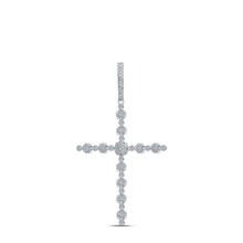  10k White Gold Womens Round Diamond Cross Pendant 3/4 Cttw