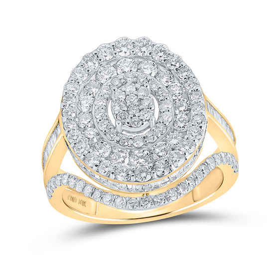 10k Yellow Gold Womens Round Diamond Oval Ring 2-3/8 Cttw