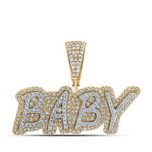  10k Yellow Gold Mens Round Diamond BABY Charm Pendant 7/8 Cttw