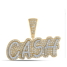  10k Yellow Gold Mens Round Diamond CASH Charm Pendant 7/8 Cttw
