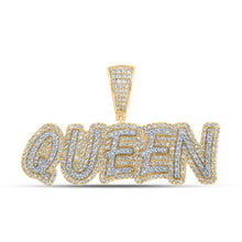  10k Yellow Gold Womens Round Diamond QUEEN Letter Pendant 1 Cttw