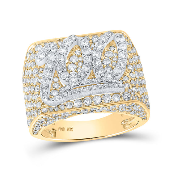 10k Yellow Gold Mens Round Diamond 100 Emoji Statement Band Ring 6 Cttw