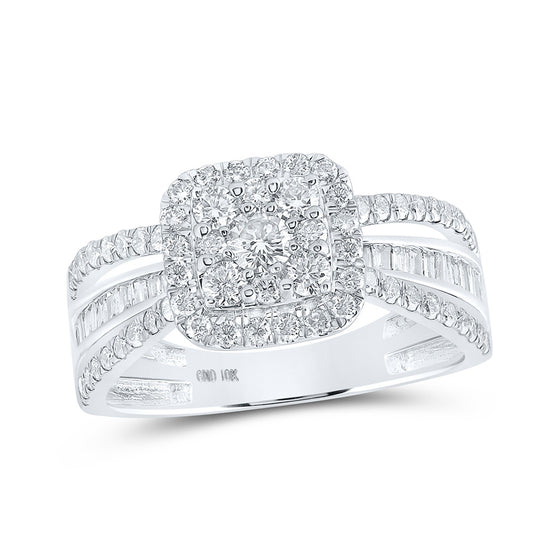 10k White Gold Womens Round Diamond Square Ring 1 Cttw