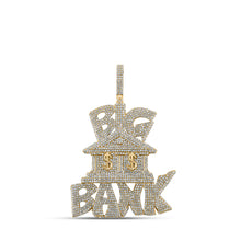  10k Yellow Gold Mens Round Diamond Big Bank Money Charm Pendant 7-3/4 Cttw