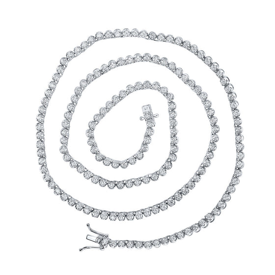10k White Gold Mens Round Diamond 20-inch Tennis Chain Necklace 5 Cttw