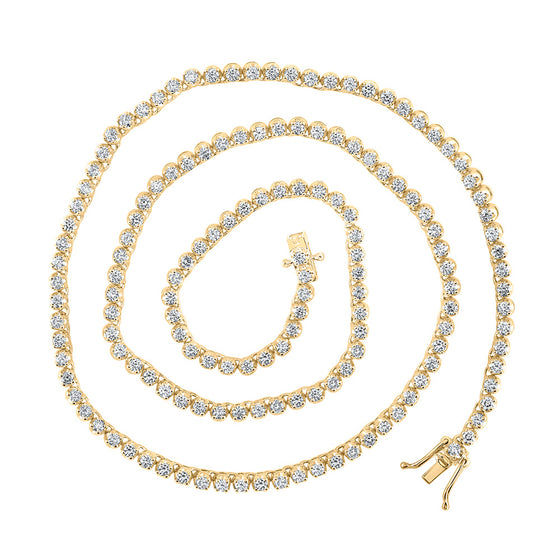 14k Yellow Gold Mens Round Diamond 20-inch Tennis Chain Necklace 8-5/8 Cttw