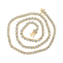  14k Yellow Gold Mens Round Diamond 16-inch Tennis Chain Necklace 9 Cttw