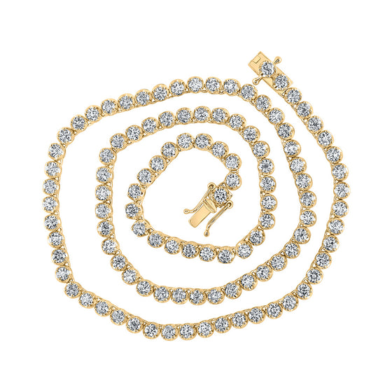 14k Yellow Gold Mens Round Diamond 16-inch Tennis Chain Necklace 9 Cttw