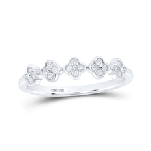  10k White Gold Womens Round Diamond Clover Stackable Band Ring 1/6 Cttw