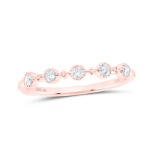  10k Rose Gold Womens Round Diamond Dot Stackable Band Ring 1/6 Cttw