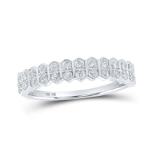  10k White Gold Womens Round Diamond Stackable Band Ring 1/6 Cttw