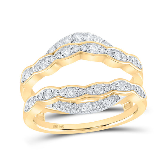 14k Yellow Gold Womens Round Diamond Wrap Enhancer Wedding Band 1/2 Cttw