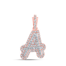  10k Rose Gold Womens Round Diamond A Initial Letter Pendant 1/5 Cttw