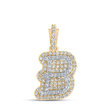  10k Yellow Gold Womens Round Diamond B Initial Letter Pendant 1/4 Cttw