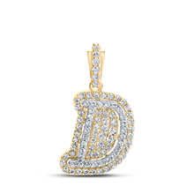  10k Yellow Gold Womens Round Diamond D Initial Letter Pendant 1/5 Cttw