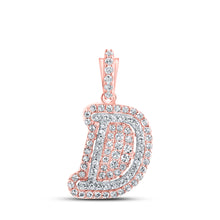  10k Rose Gold Womens Round Diamond D Initial Letter Pendant 1/5 Cttw