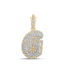  10k Yellow Gold Womens Round Diamond G Initial Letter Pendant 1/5 Cttw