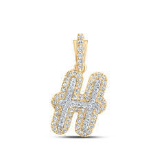  10k Yellow Gold Mens Round Diamond H Initial Letter Charm Pendant 1/5 Cttw