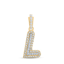  10k Yellow Gold Womens Round Diamond L Initial Letter Pendant 1/8 Cttw
