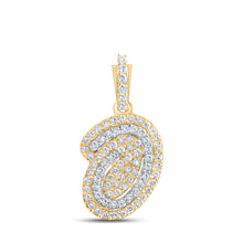  10k Yellow Gold Womens Round Diamond O Initial Letter Pendant 1/5 Cttw