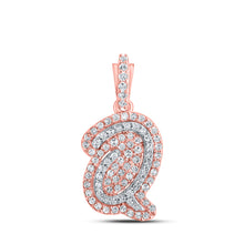  10k Rose Gold Womens Round Diamond Q Initial Letter Pendant 1/5 Cttw
