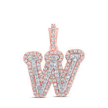  10k Rose Gold Womens Round Diamond W Initial Letter Pendant 1/3 Cttw